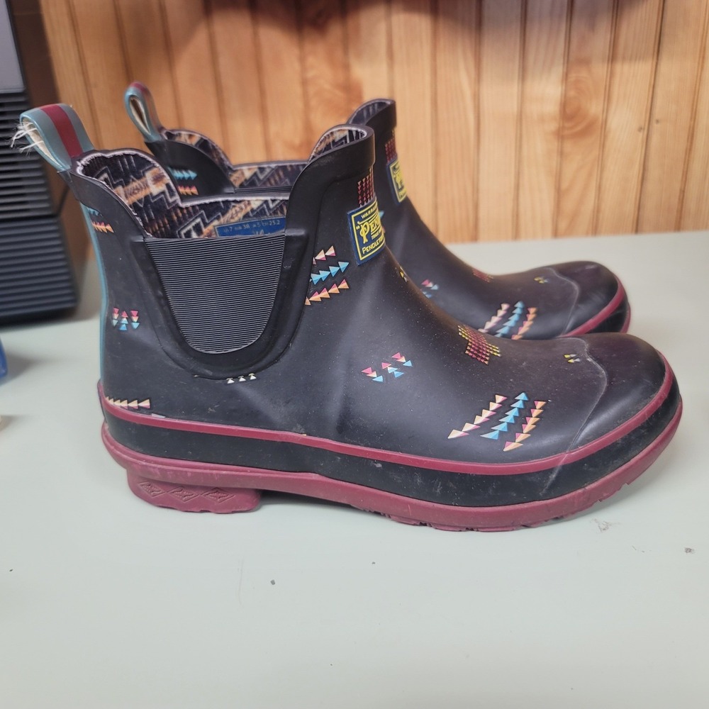 Aztec Print Chelsea Rain Boots Pendleton Womens Black Waterproof Outdoor Size 7